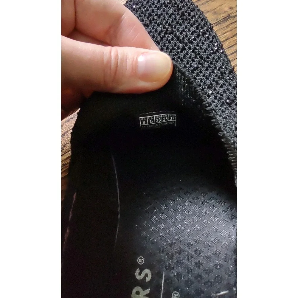 Martha Stewart x Skechers Pier-Lite Reflection Black Sparkle Wedge 8 158705 LNW